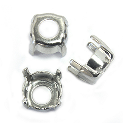 Brass Sew-On Setting - Open Back - Round ss39  (8.2-8.4mm) - IMIT. SILVER FINISH