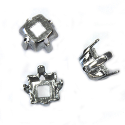 Brass Sew-On Setting - Open Back - Square - 04mm - IMIT. SILVER FINISH