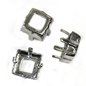 Brass Sew-On Setting - Open Back - Square - 08mm - IMIT. SILVER FINISH