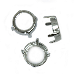 Brass Sew-On Setting - Open Back - Round ss47 (10.7mm) Rivoli - IMIT. SILVER FINISH