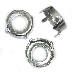 Brass Sew-On Setting - Open Back - Round 14mm Rivoli - IMIT. SILVER FINISH
