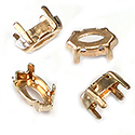 Brass Sew-On Setting - Open Back - Navette 10x5mm - RAW BRASS