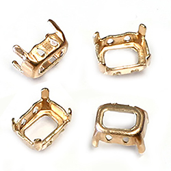 Brass Sew-On Setting - Open Back - Octagon 08x6mm - RAW BRASS