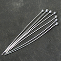 Brass Ball Headpin 38.1mm x 0.6mm, (1.5 INCH), NIckel Free, Silver Plated