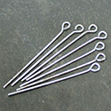 Brass Eyepin 25.4mm x 0.71mm, (1 INCH length), 0.71mm thickness (0.028")...21 Gauge, SILVER PLATED