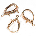 Brass Prong Setting - 1 Loop -Open Back - Pearshape 18x13mm - RAW BRASS