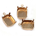 Brass Prong Setting - 1 Loop - Closed Back - Cushion Octagon 12x10mm - RAW BRASS