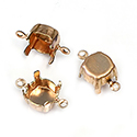 Brass Prong Setting - 2 Loop - Closed Back - Round ss39 - RAW BRASS