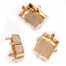Brass Prong Setting - Closed Back - Baguette - Cushion - 10x8mm - RAW BRASS