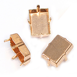 Brass Prong Setting - Closed Back - Baguette - Cushion - 14x10mm - RAW BRASS