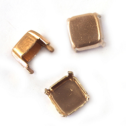 Brass Prong Setting - Closed Back - Square Octagon Imperial 08mm - RAW BRASS