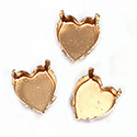 Brass Prong Setting - Closed Back - Heart - 15.4x14mm - RAW BRASS