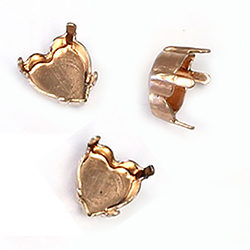 Brass Prong Setting - Closed Back - Heart - 08.8x8mm - RAW BRASS