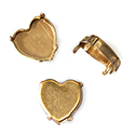 Brass Prong Setting - Closed Back - Heart - 14mm - RAW BRASS  Fits Article 4916