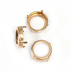 Brass Prong Setting - Open Back - Round 14mm - (ss58) - RAW BRASS