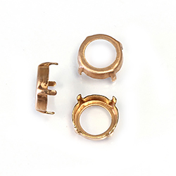 Brass Prong Setting - Open Back - Round 12mm - (ss50) - RAW BRASS