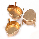 Brass Prong Setting - Closed Back - Pear - Drop - Fancy 15x11mm - RAW BRASS