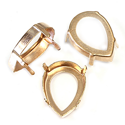 Brass Prong Setting - Open Back - Pear - Drop - Fancy  25x18mm - RAW BRASS