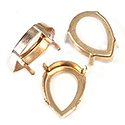 Brass Prong Setting - Open Back - Pear - Drop - Fancy  25x18mm - RAW BRASS
