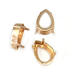 Brass Prong Setting - Open Back - Pear - Fancy  18x13mm - RAW BRASS