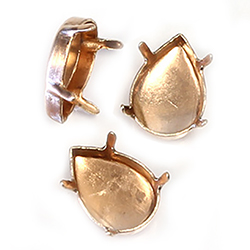 Brass Prong Setting - Closed Back - Drop - Fancy Pear 14x10mm - RAW BRASS-Old Version