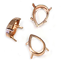 Brass Prong Setting - Open Back - Pear - Drop - Fancy  14x10mm - RAW BRASS