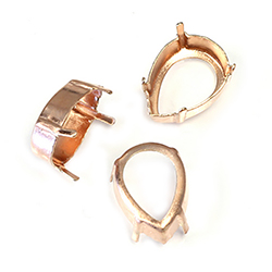 Brass Prong Setting - Open Back - Pear - Drop - Fancy  18x13mm - RAW BRASS Older Version