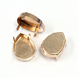 Brass Prong Setting - Closed Back - Pear - Drop - Fancy 25x18mm - RAW BRASS