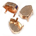 Brass Prong Setting - Closed Back - Pear - Drop - Fancy 14x10mm - RAW BRASS