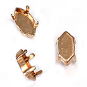Brass Prong Setting - Closed Back - Navette 12x6mm - RAW BRASS