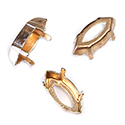 Brass Prong Setting - Open Back - Navette 15x7mm - RAW BRASS