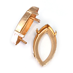 Brass Prong Setting - Open Back - Navette 32x17mm - RAW BRASS