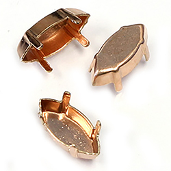 Brass Prong Setting - Closed Back - Navette 15x7mm - RAW BRASS