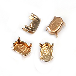Brass Prong Setting - Closed Back - Oval 06x4mm - RAW BRASS