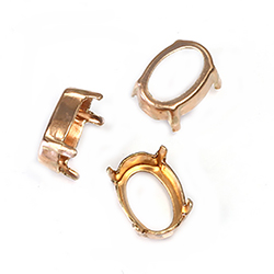 Brass Prong Setting - Open Back - Oval 14x10mm - RAW BRASS