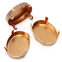 Brass Prong Setting - Closed Back - Oval 30x22mm - RAW BRASS 4120