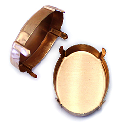 Brass Prong Setting - Closed Back - Oval 40x30mm - RAW BRASS 4120