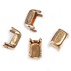Brass Prong Setting - Closed Back - Octagon 06x4mm - RAW BRASS