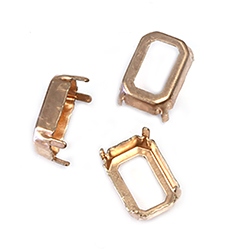 Brass Prong Setting - Open Back - Octagon 14x10mm - RAW BRASS