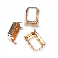 Brass Prong Setting - Open Back - Octagon 18x13mm - RAW BRASS High Wall