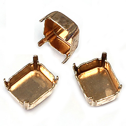 Brass Prong Setting - Closed Back - Octagon 12x10mm - RAW BRASS