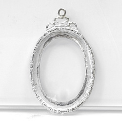 1928 Casting Metal Setting with 40x30MM Recess, open back with Single Loop Oval PEWTER RAW