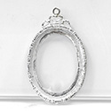 1928 Cast Metal Setting with 40x30MM Recess, open back with Single Loop Oval PEWTER RAW