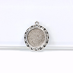 1928 Casting Metal Setting with approx 15MM Recess, closed back with Single Loop Round ANTIQUE SILVER