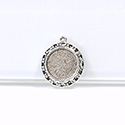 1928 Casting Metal Setting with approx 15MM Recess, closed back with Single Loop Round ANTIQUE SILVER