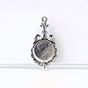 1928 Casting Metal Setting with approx 14MM Round Recess, closed back with Single Loop ANTIQUE SILVER