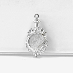 1928 Casting Metal Setting with approx 14MM Round Recess, closed back with Single Loop PEWTER RAW
