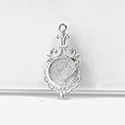1928 Casting Metal Setting with approx 14MM Round Recess, closed back with Single Loop PEWTER RAW