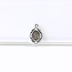 1928 Casting Metal Setting with approx 08x6MM Recess, closed back with 3 Loops Oval ANTIQUE SILVER