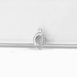 1928 Casting Metal Setting with approx 08x6MM Recess, closed back with 3 Loops Oval PEWTER RAW